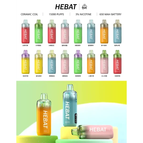 91ca57c90e9d1d9f7a58f8b4a674f269.webp 【喜貝 Hebat】15000口一次性小煙|3%精準擊喉爽度|650mAh極速快充台灣現貨