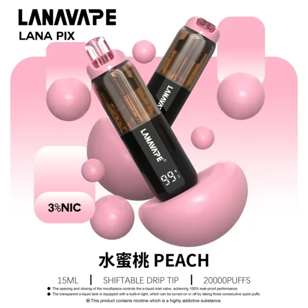 LANA-PIX-閃光彈-一次性20000口-水蜜桃 【LANA PIX 閃光彈】20000口拋棄式電子煙|15ml巨量儲油 × Mesh網芯爆汁口感|台灣現貨秒發